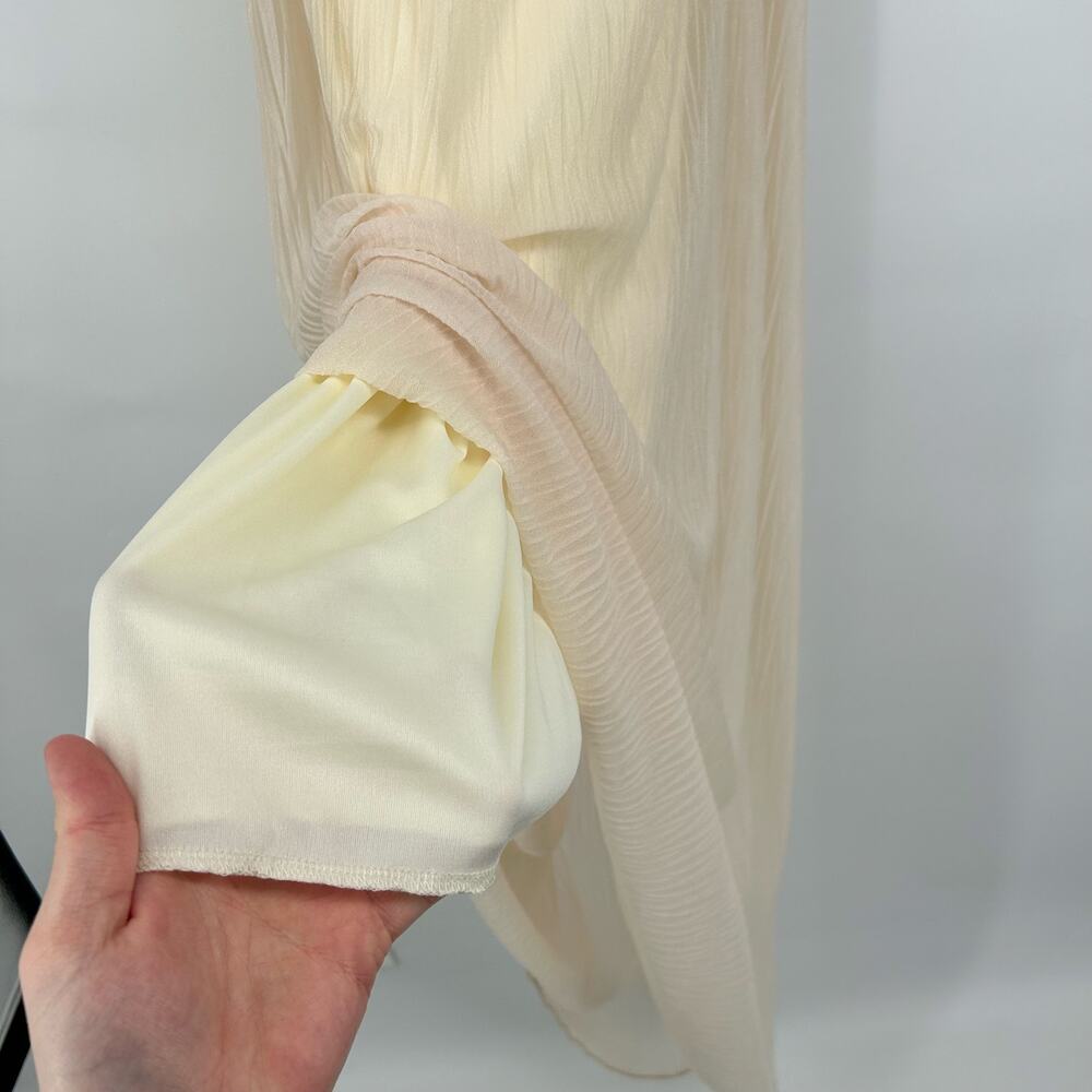 Vintage y2k Women's Cream Nymphe Flowy Fairy Maxi Skirt W/ Sheer Chiffon Overlay - Picture 6 of 7
